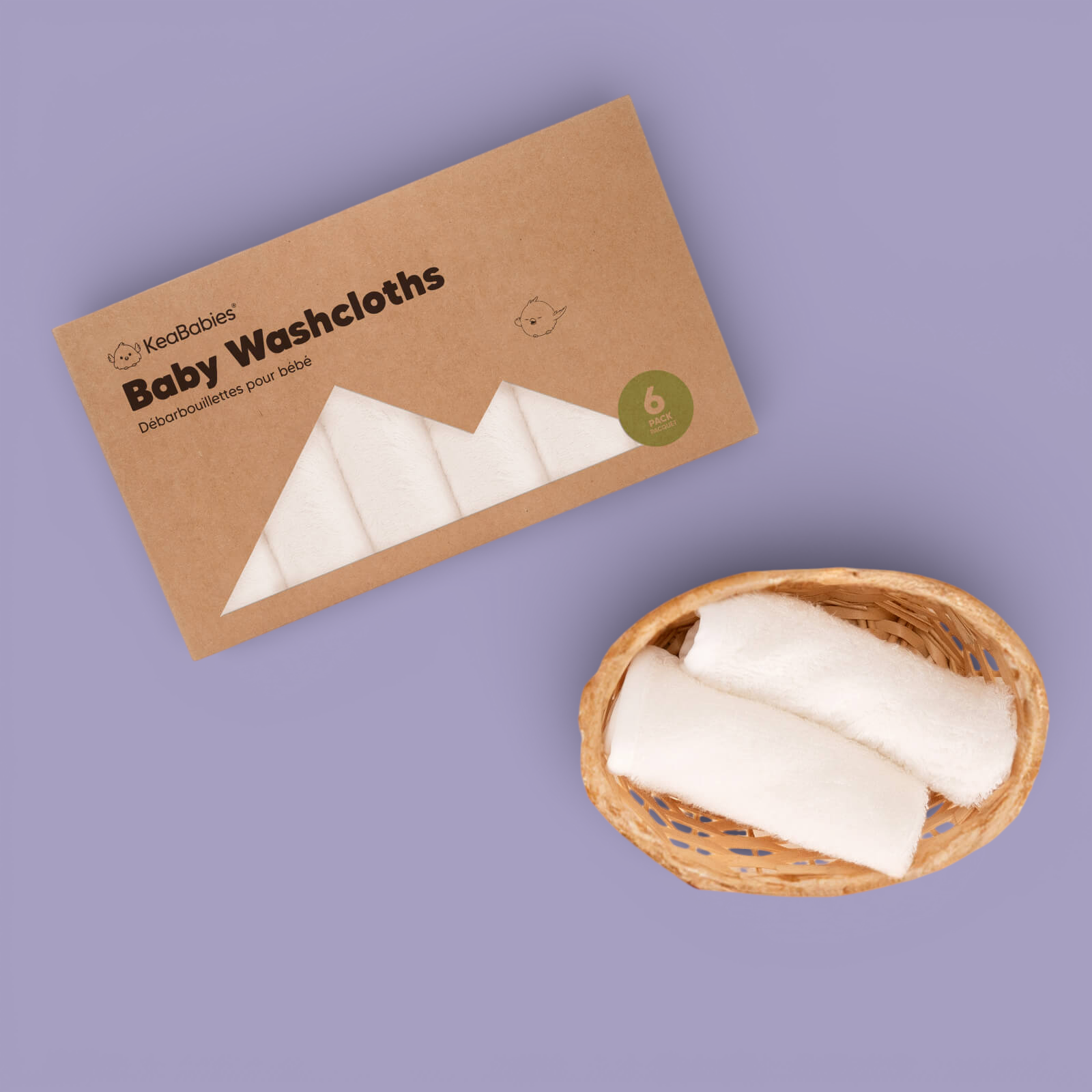 "KeaBabies" Bambukiniai prausimosi rankšluostėliai, 6 vnt. 