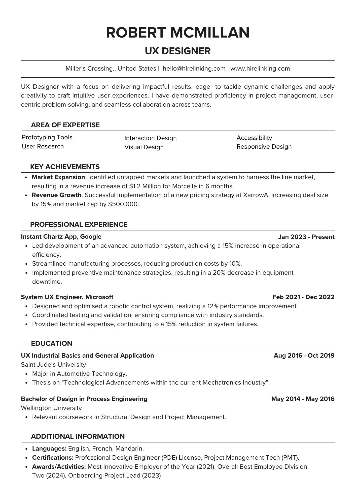 UX Designer Resume Template