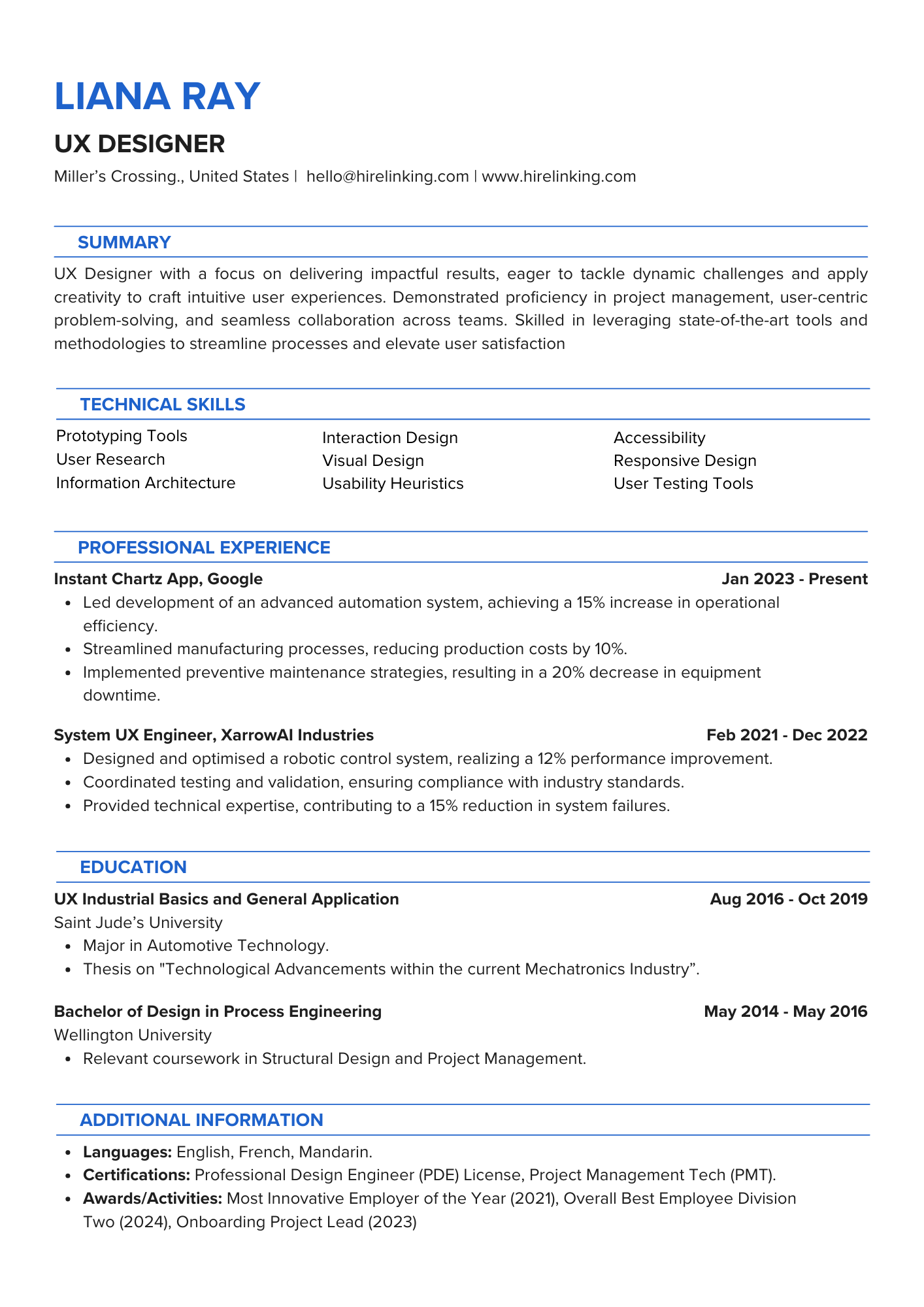 UX Designer Resume Template