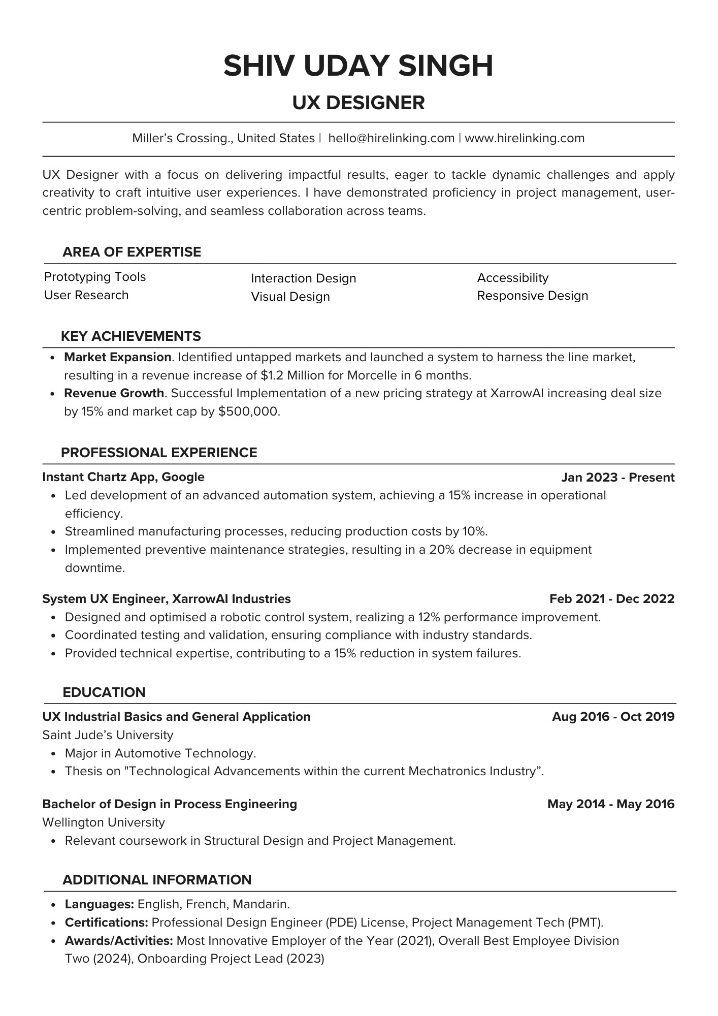 Professional UX Designer Resume Template