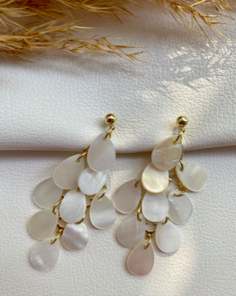 Ohrclips weiß und goldfarbig, Ohrringe für ohne Ohrringe-Loch#008