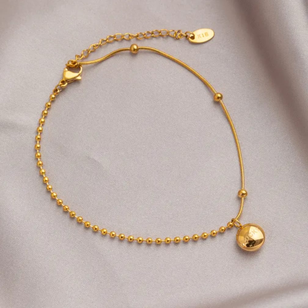 Gold-Plated Beaded Anklet