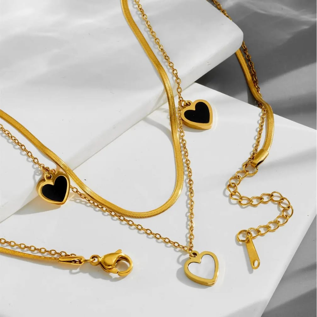Elegant Heart Layered Necklace Set