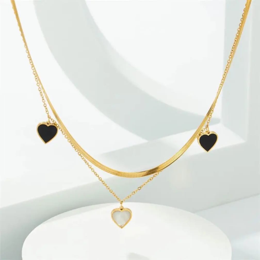 Elegant Heart Layered Necklace Set