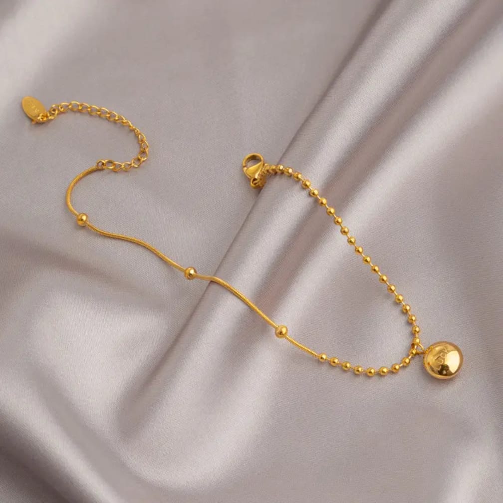 Gold-Plated Beaded Anklet