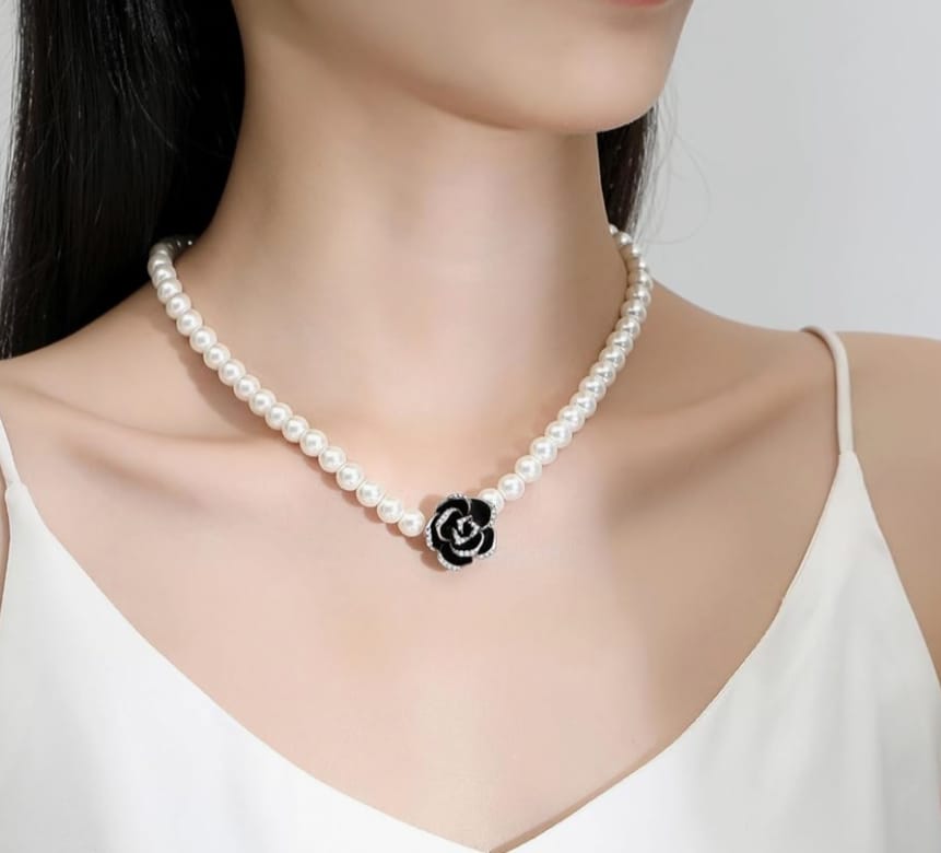 Pearl Rose Choker Necklace