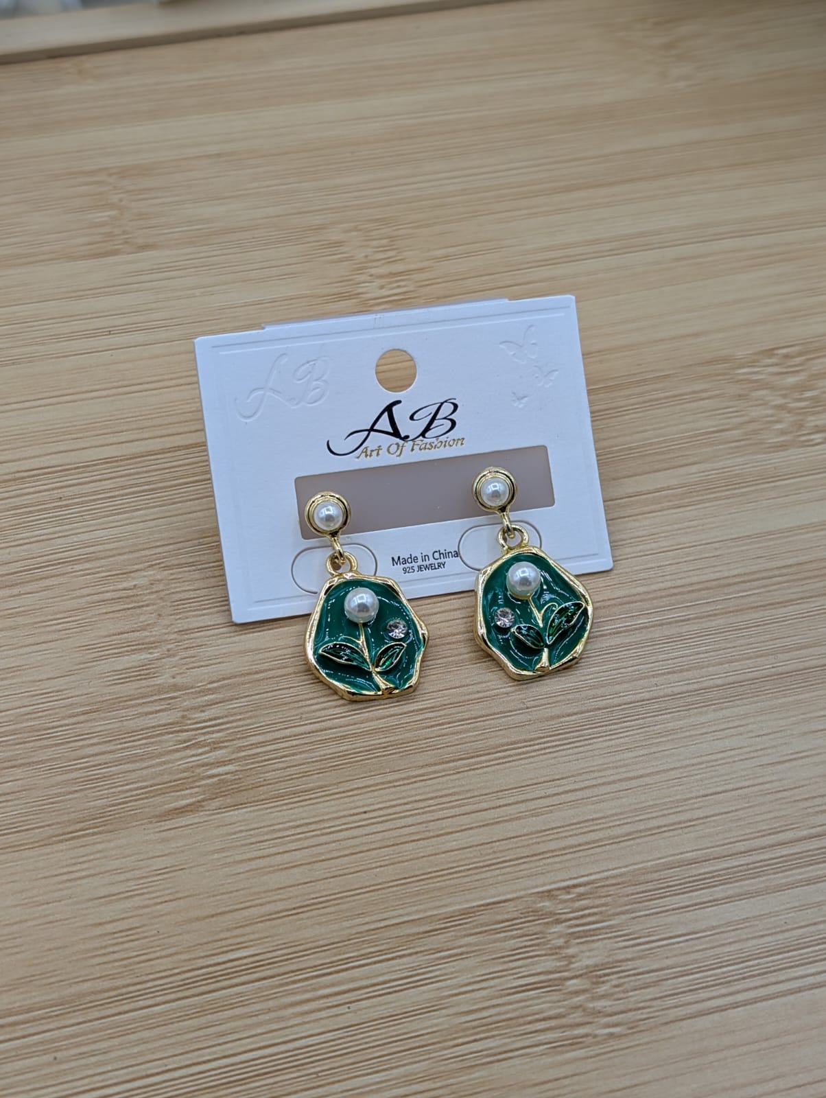 Pearl Leaf Drop Earrings