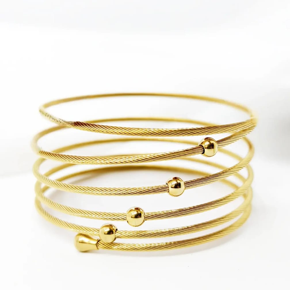 Elegant Gold Stacked Bracelet & Ring Set
