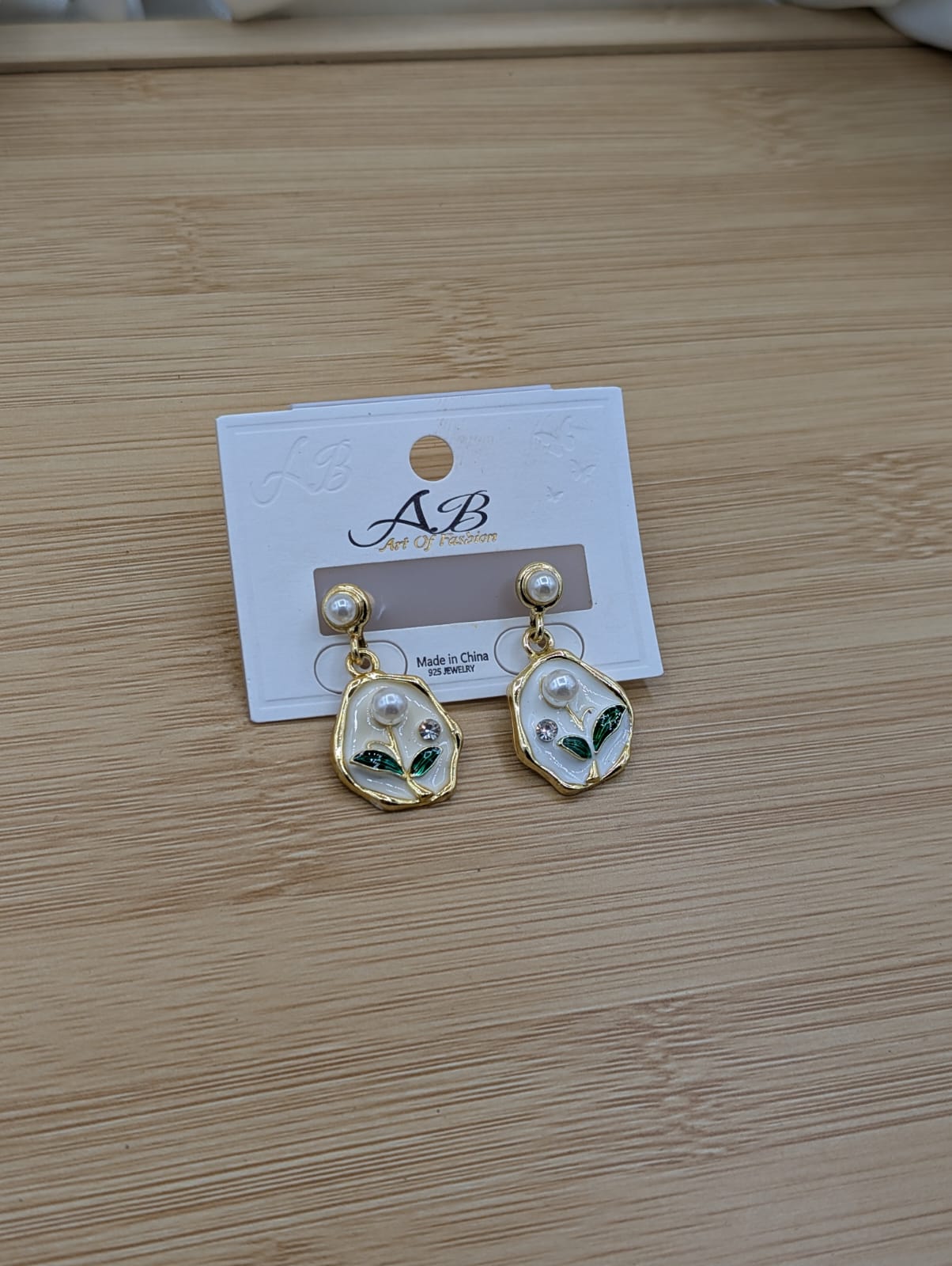 Pearl Leaf Drop Earrings