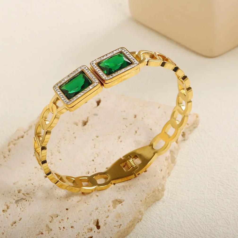 Emerald Cut Gold Bracelet