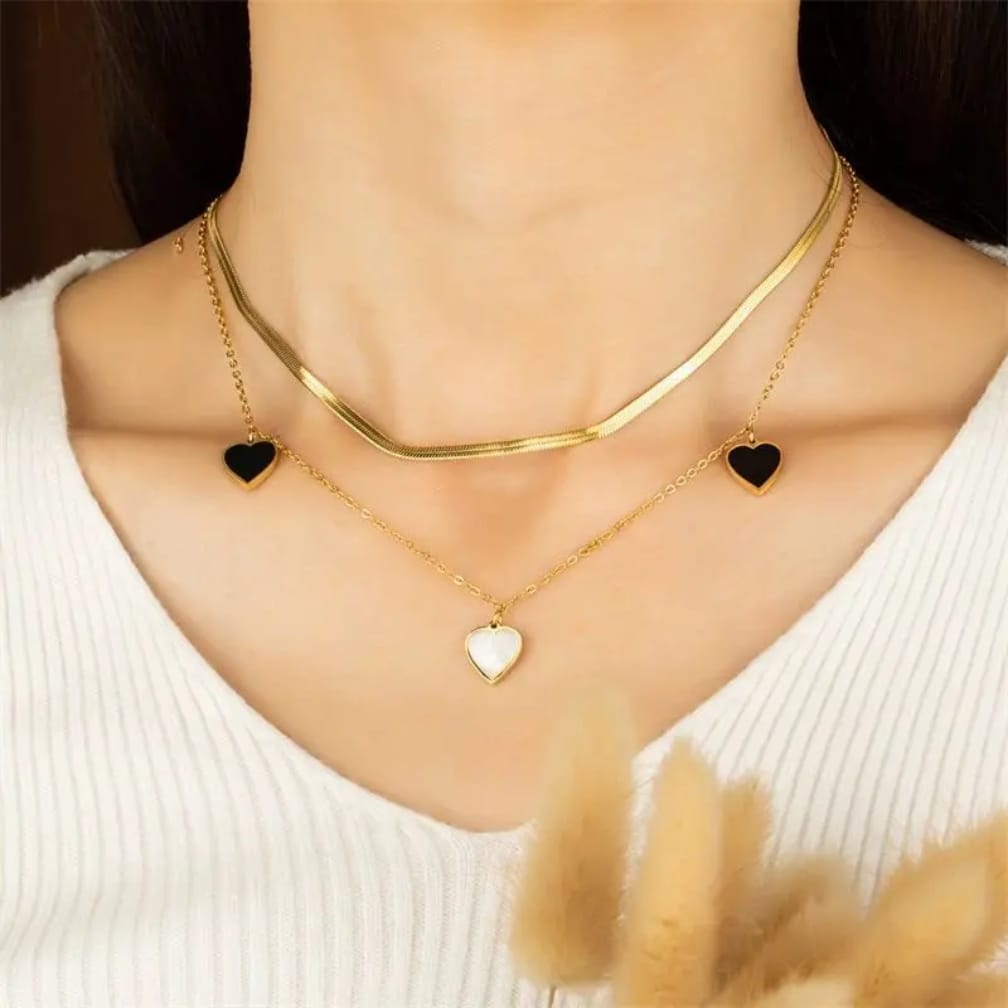 Elegant Heart Layered Necklace Set