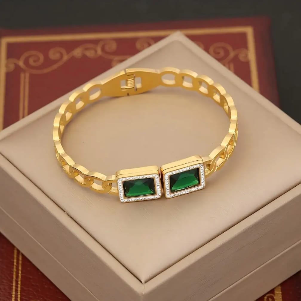 Emerald Cut Gold Bracelet