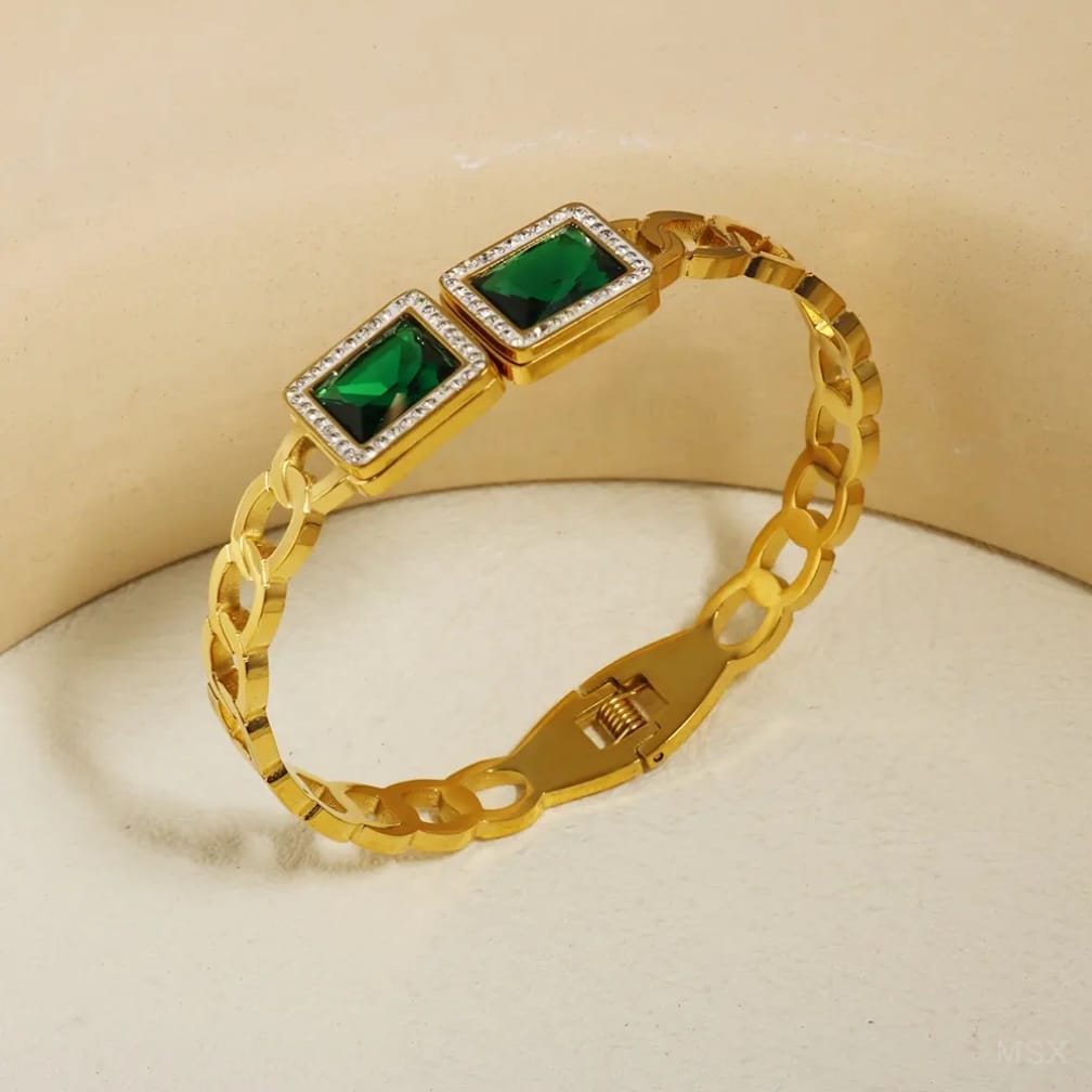 Emerald Cut Gold Bracelet
