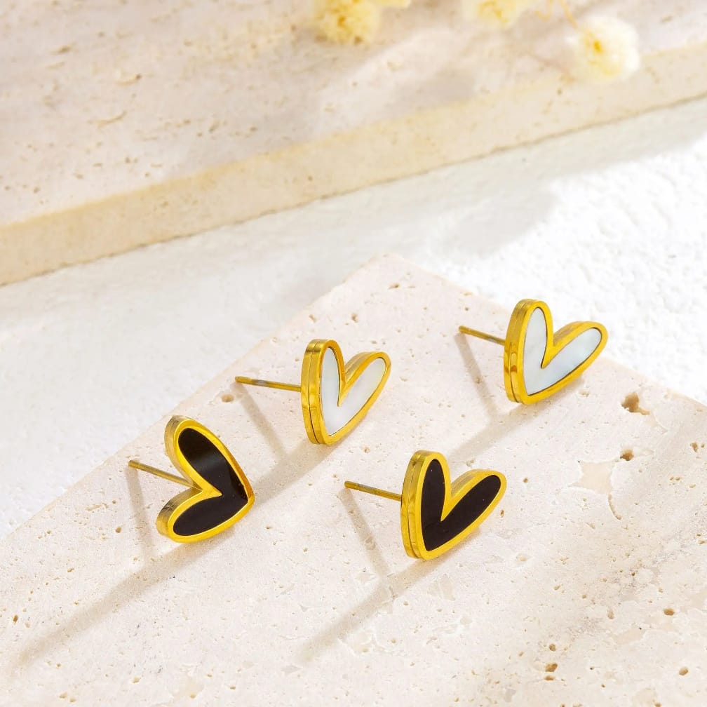 Gold Heart Pendant Necklace With Earing