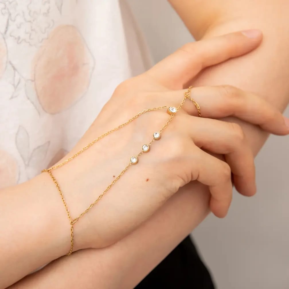 Elegant Gold Hand Chain Bracelet