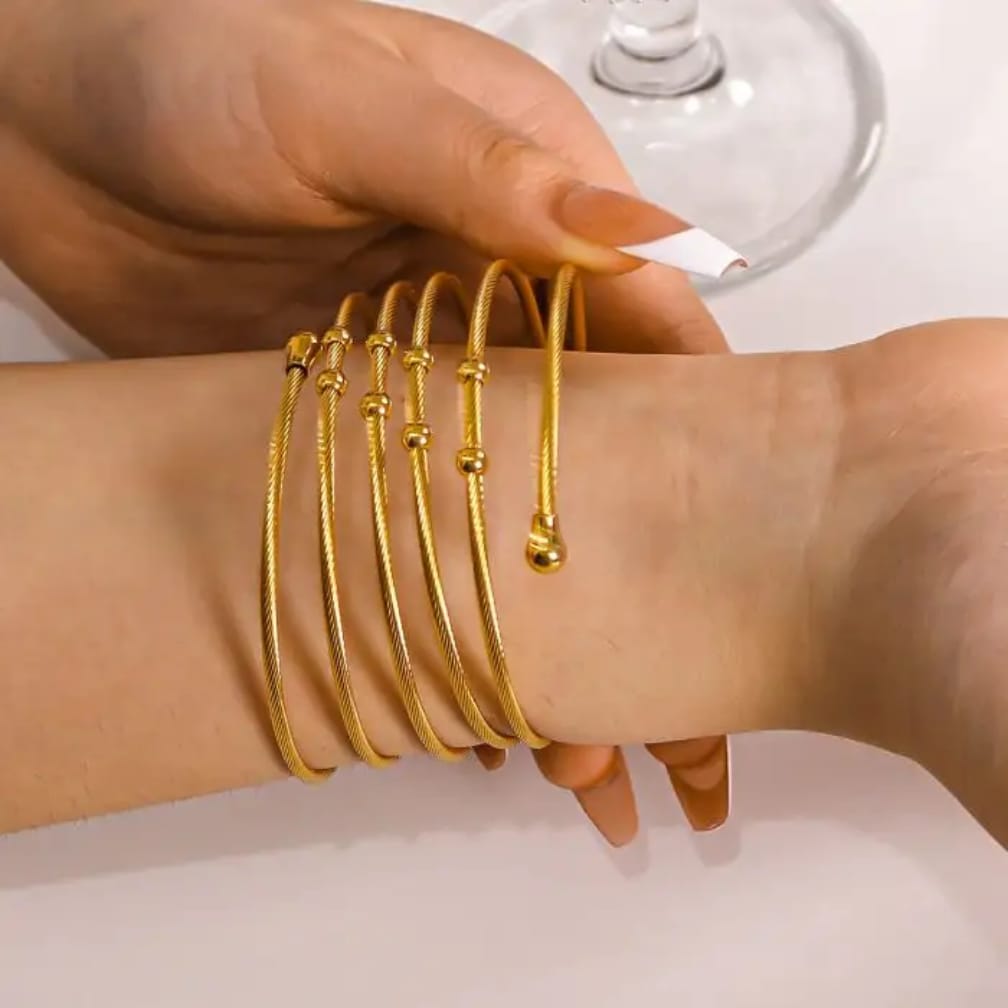 Elegant Gold Stacked Bracelet & Ring Set