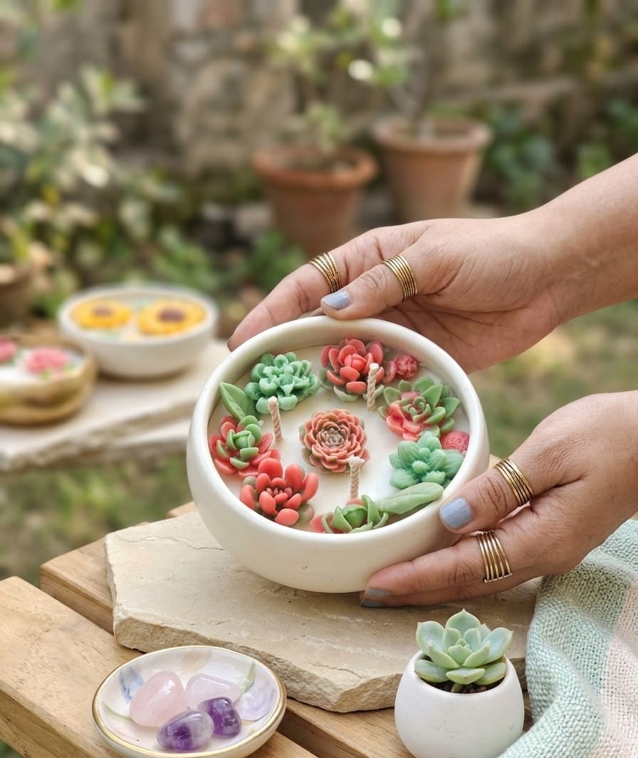 Succulent Candle Ceramic bowl( 5 inch)