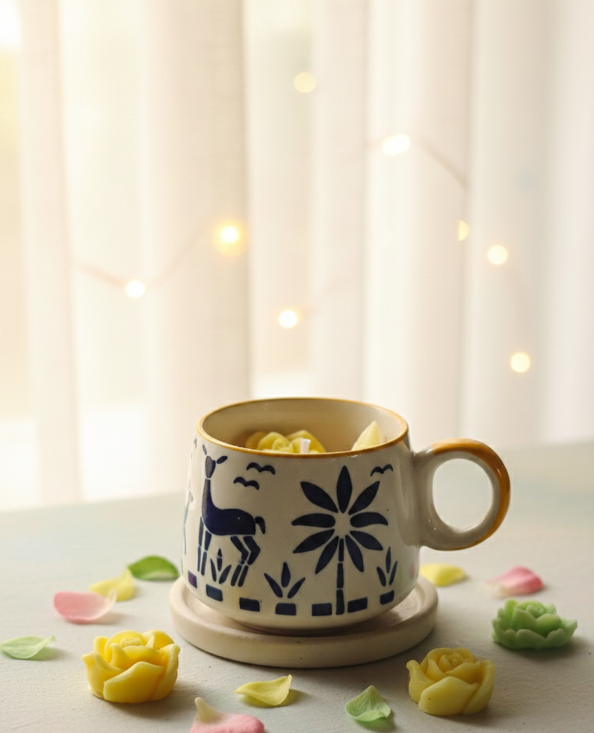 Tribal Handcrafted Ceramic Mug Candle