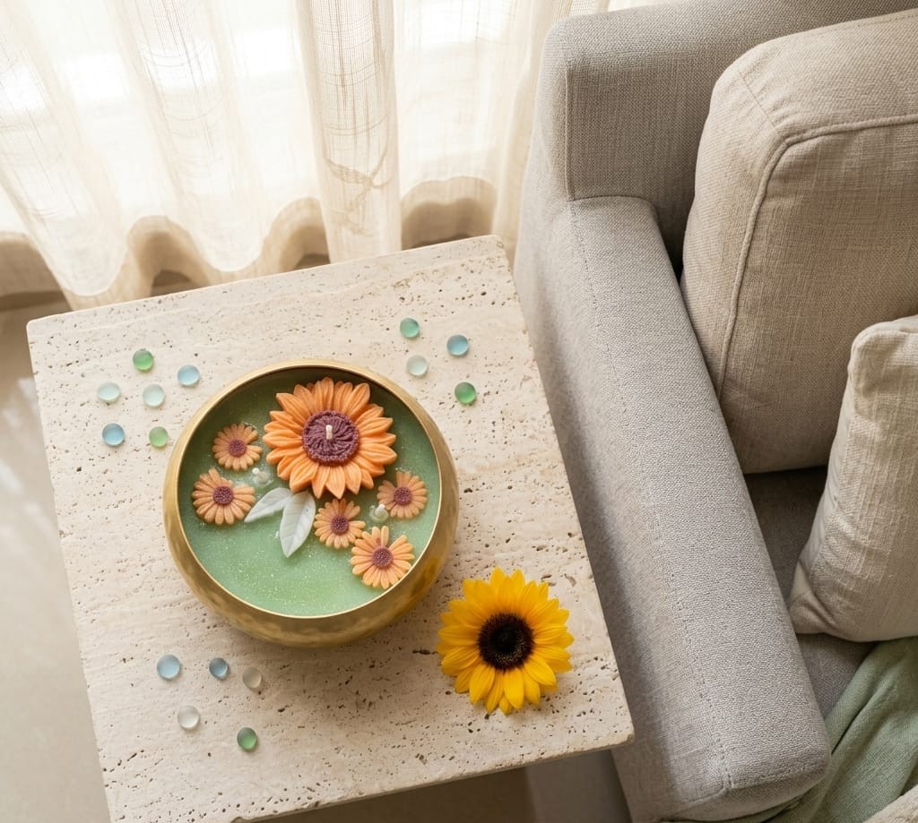 Sunflower Garden 4 inch Hammered Urli (200 gms)