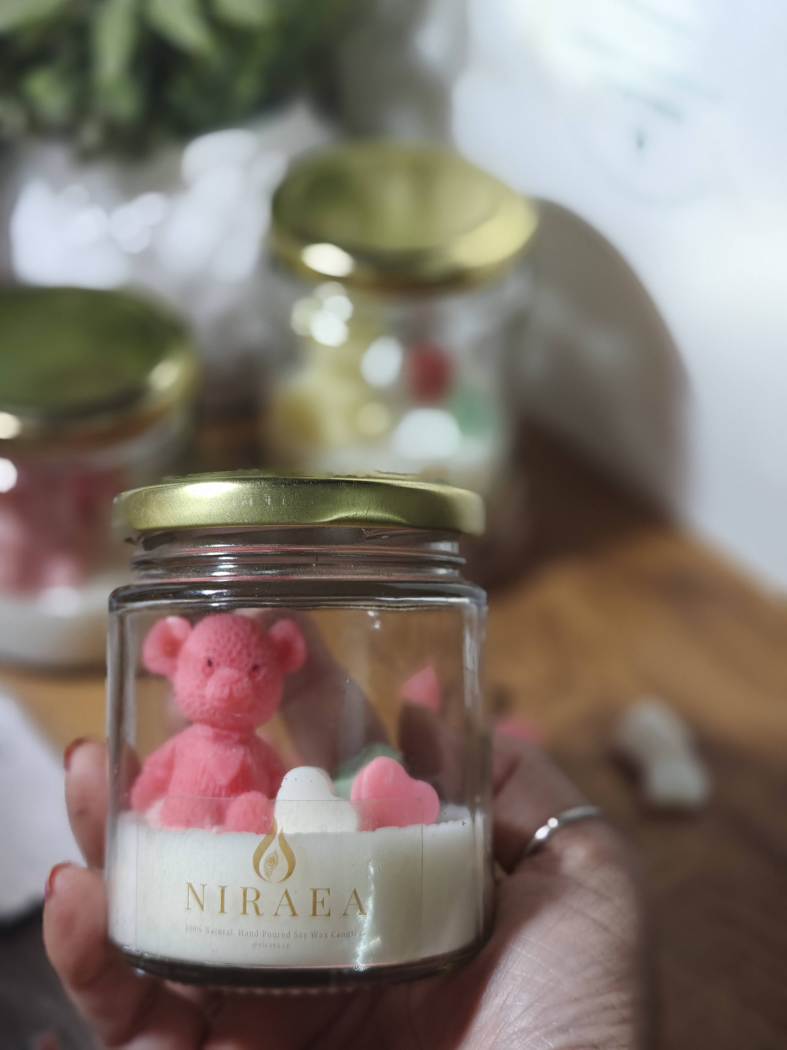Cute Teddy Shaped Scented Candles in Jar (Qty 1)