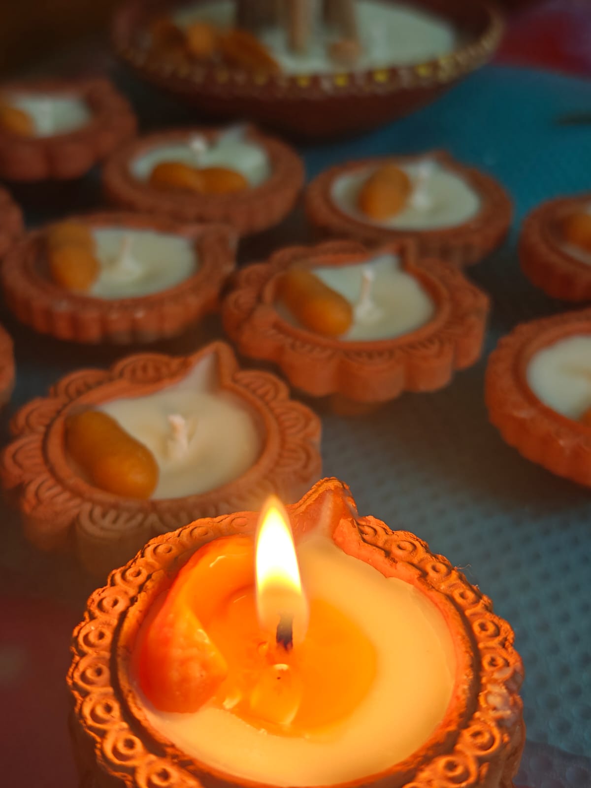 Set of 4 - Eco-friendly Clay Diya Candles
