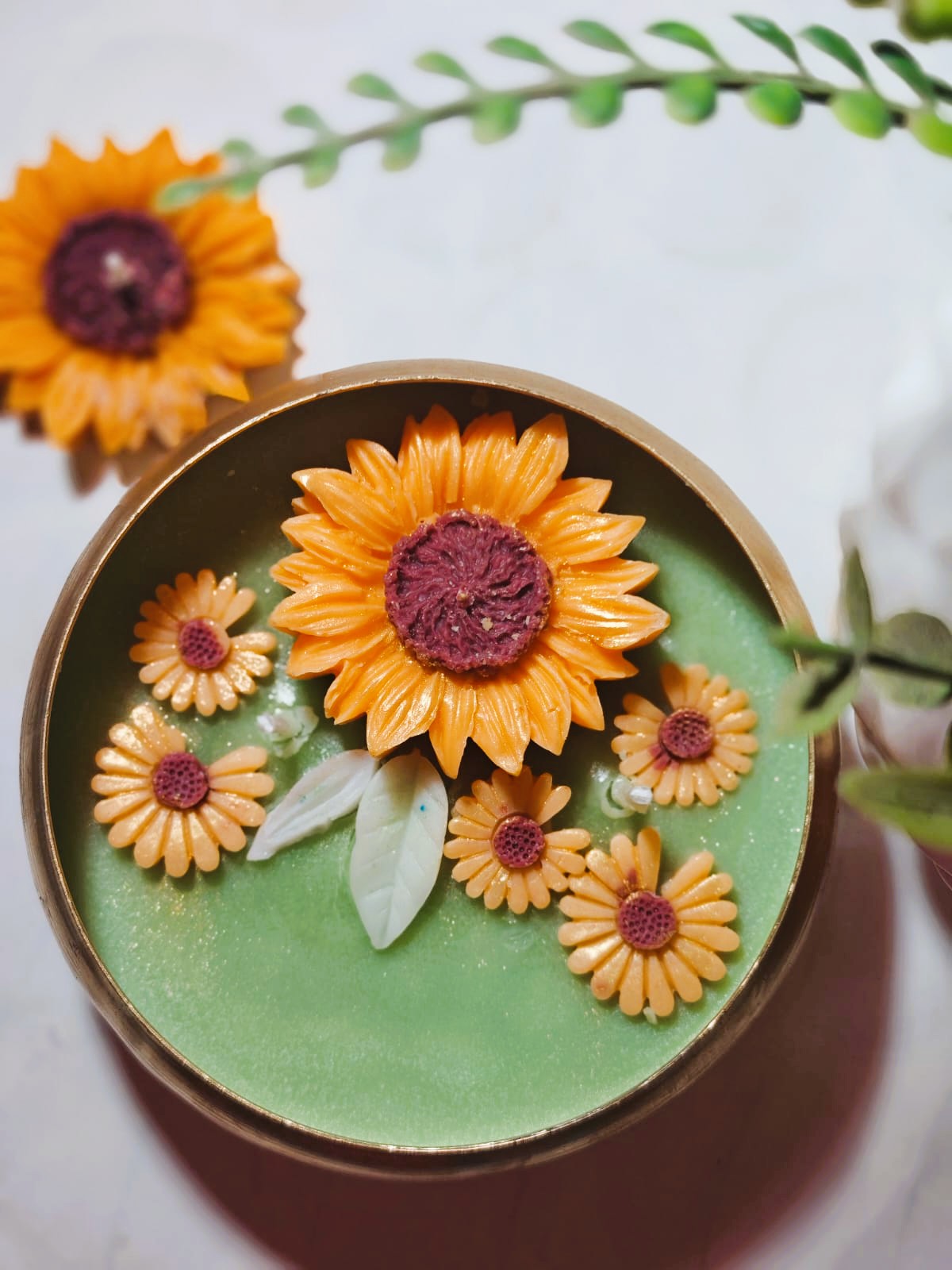 Sunflower Garden 4 inch Hammered Urli (200 gms)