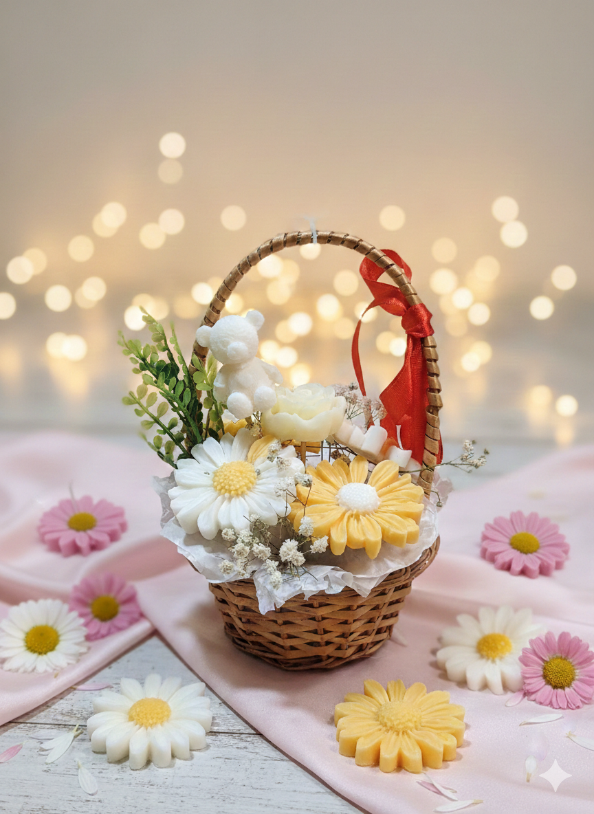 Daisy Candles Gift Basket