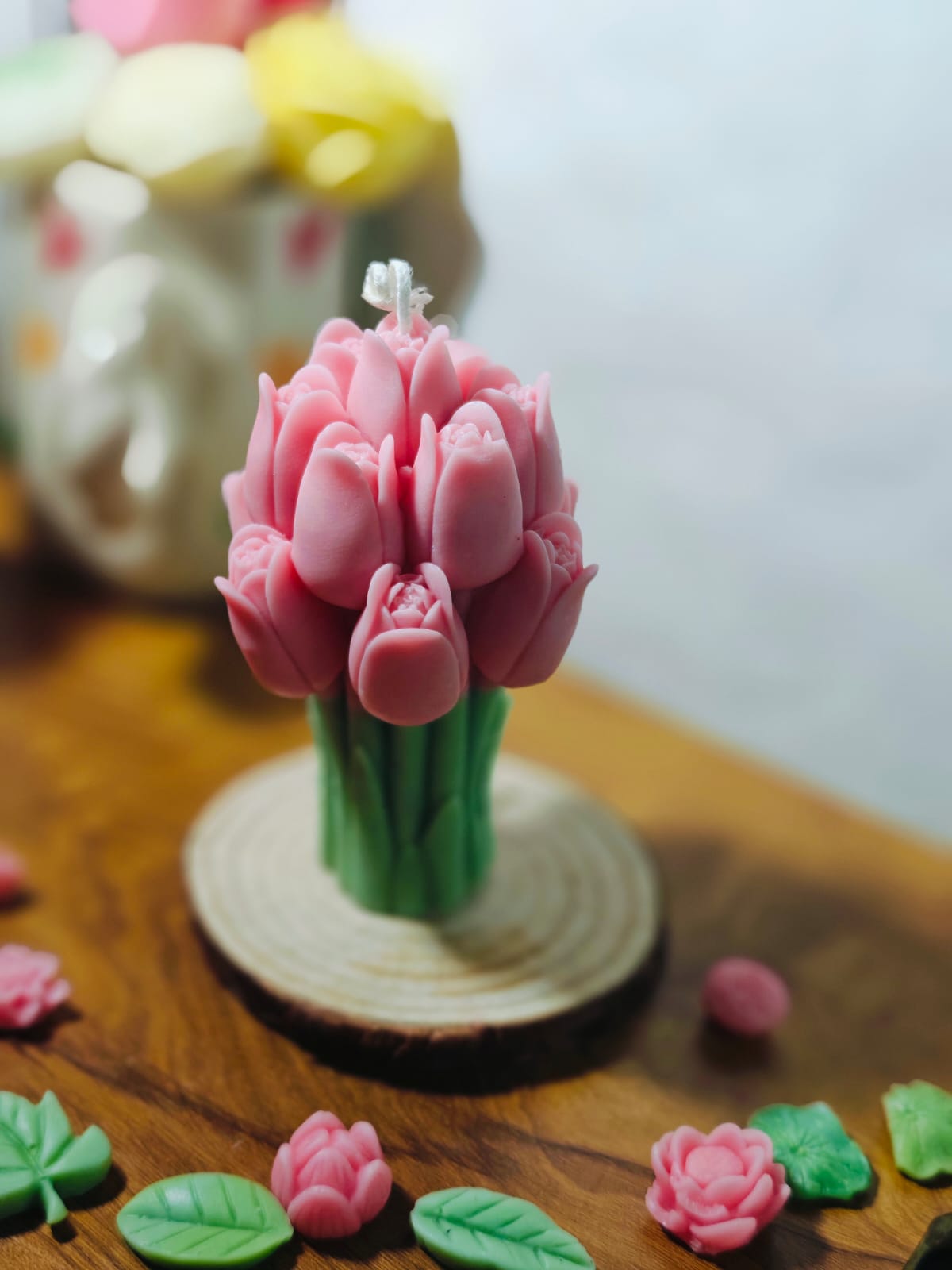 Set of 2 -Tulip Bouquet Love Candles