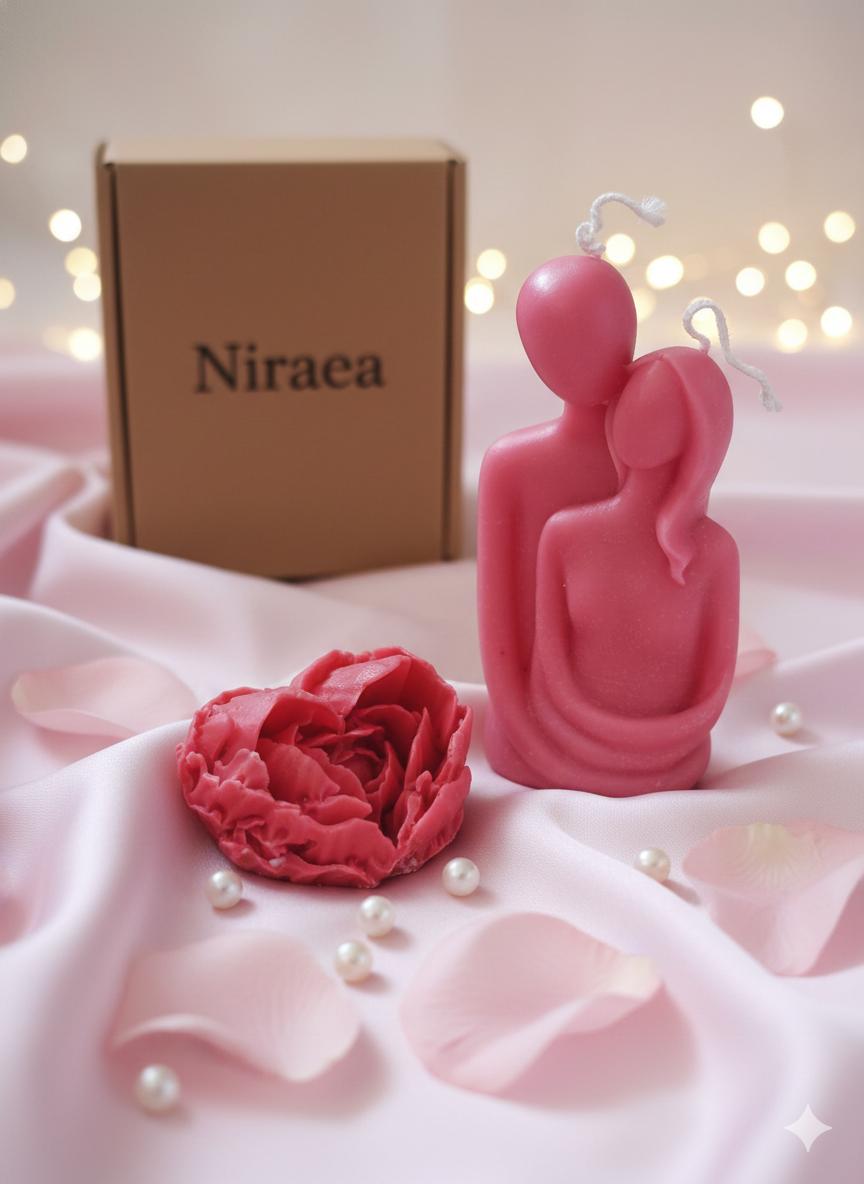 Romantic Couple of Hearts Candle(Scented) - Set of two