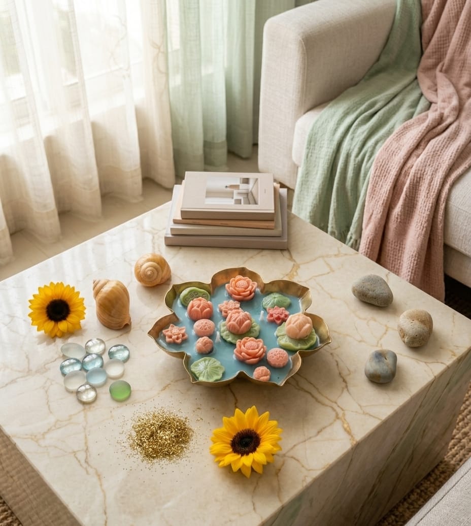 Lotus Pond In Flower Urli Candle (100 gm, 4 inch)