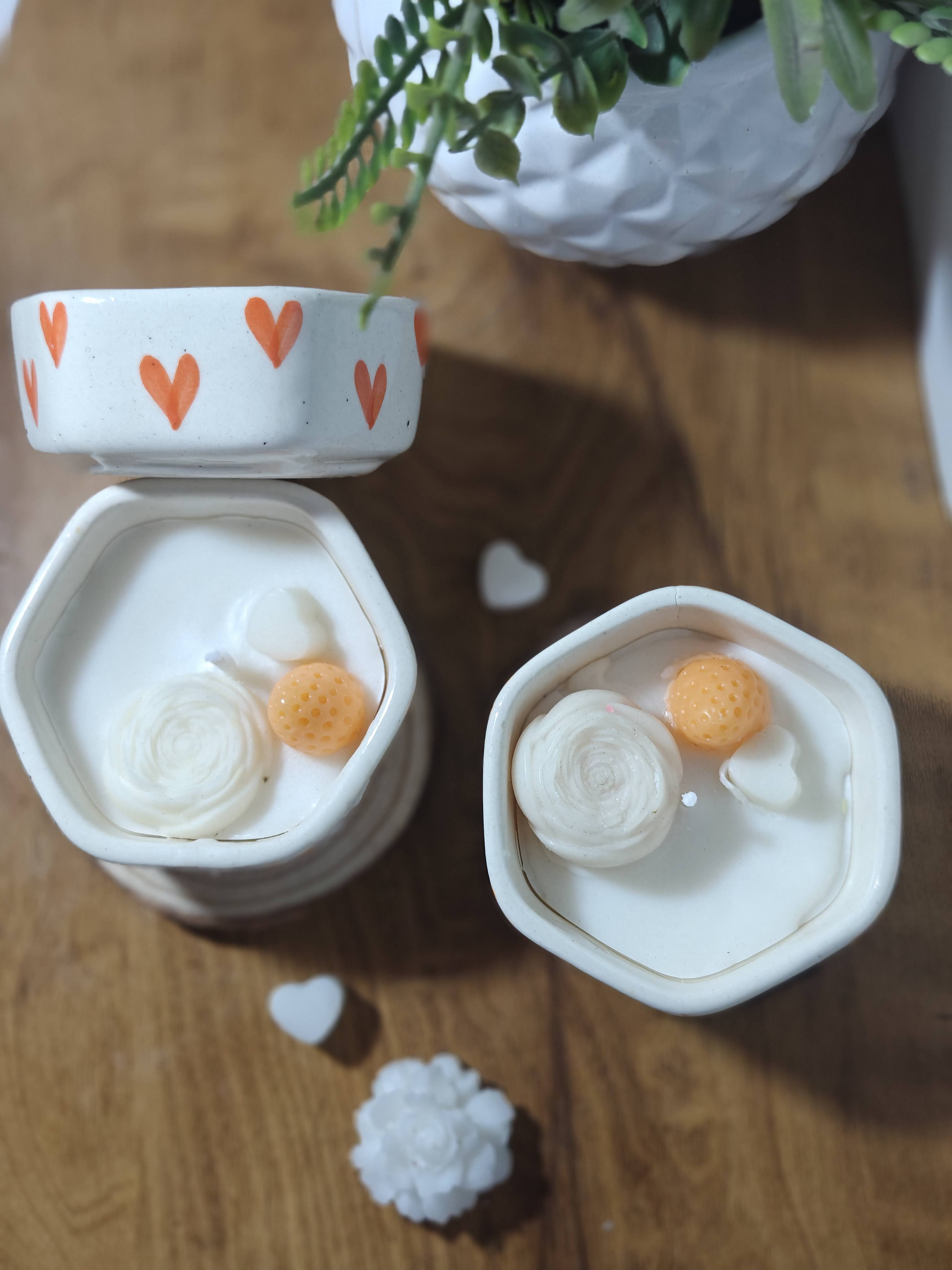 Cute Hearts Ceramic Bowl Candle 