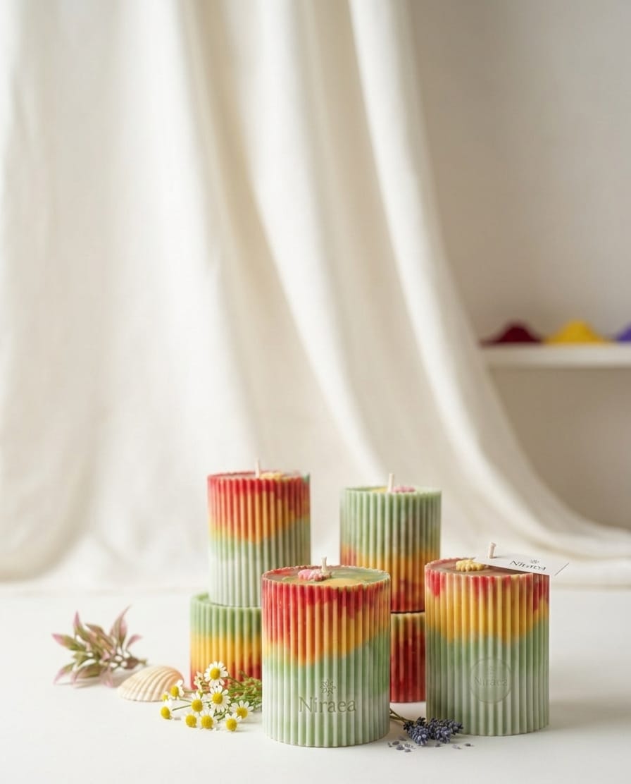 Rainbow Soy Wax Pillar Candle (320gm)