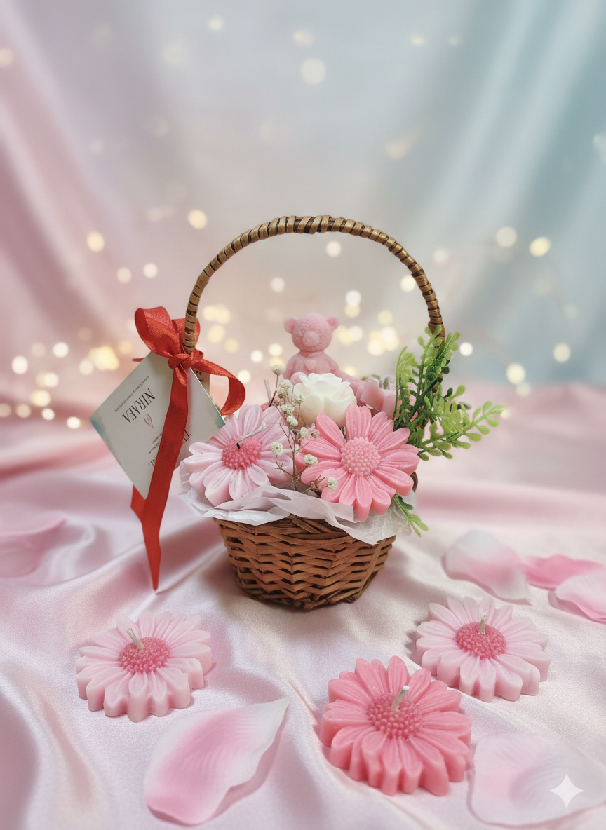 Daisy Candles Gift Basket