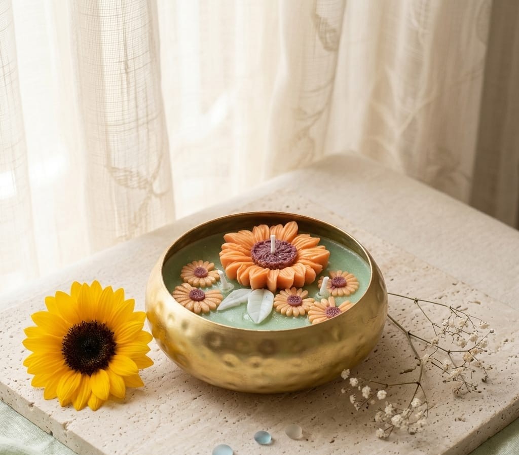 Sunflower Garden 4 inch Hammered Urli (200 gms)