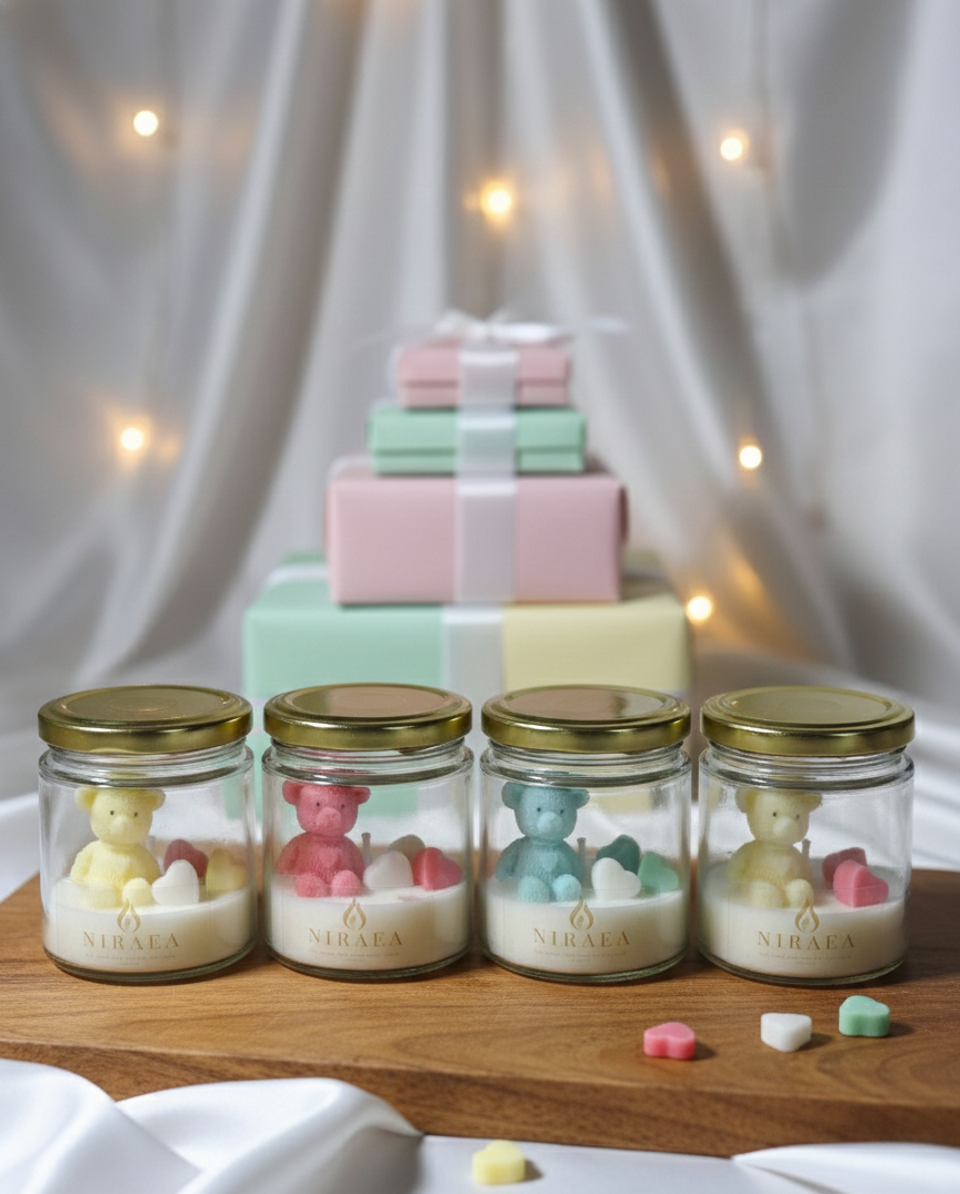Cute Teddy Shaped Scented Candles in Jar (Qty 1)