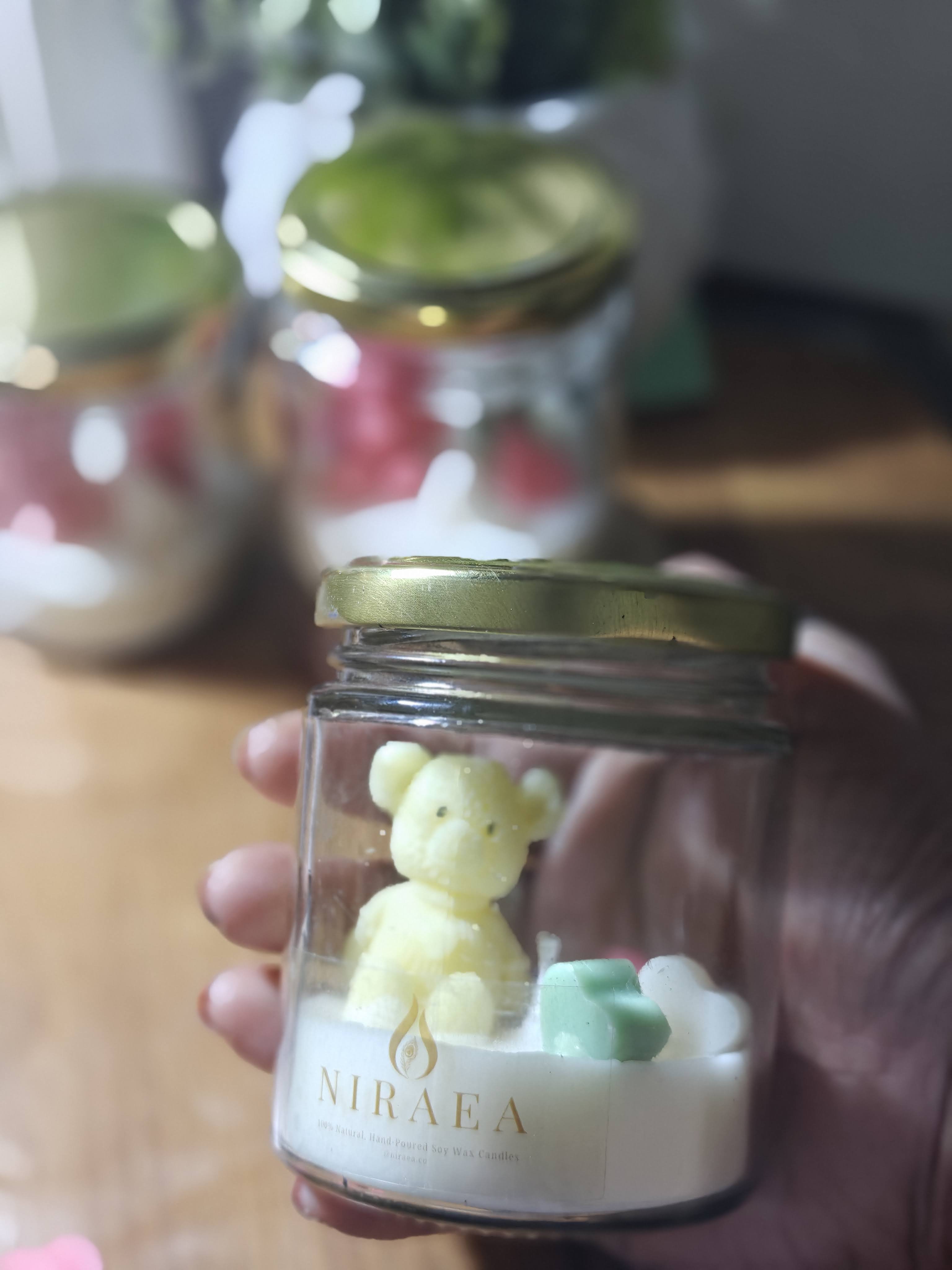 Cute Teddy Shaped Scented Candles in Jar (Qty 1)