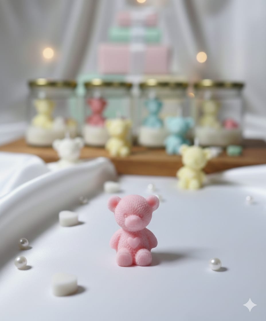 Cute Teddy Shaped Scented Candles in Jar (Qty 1)
