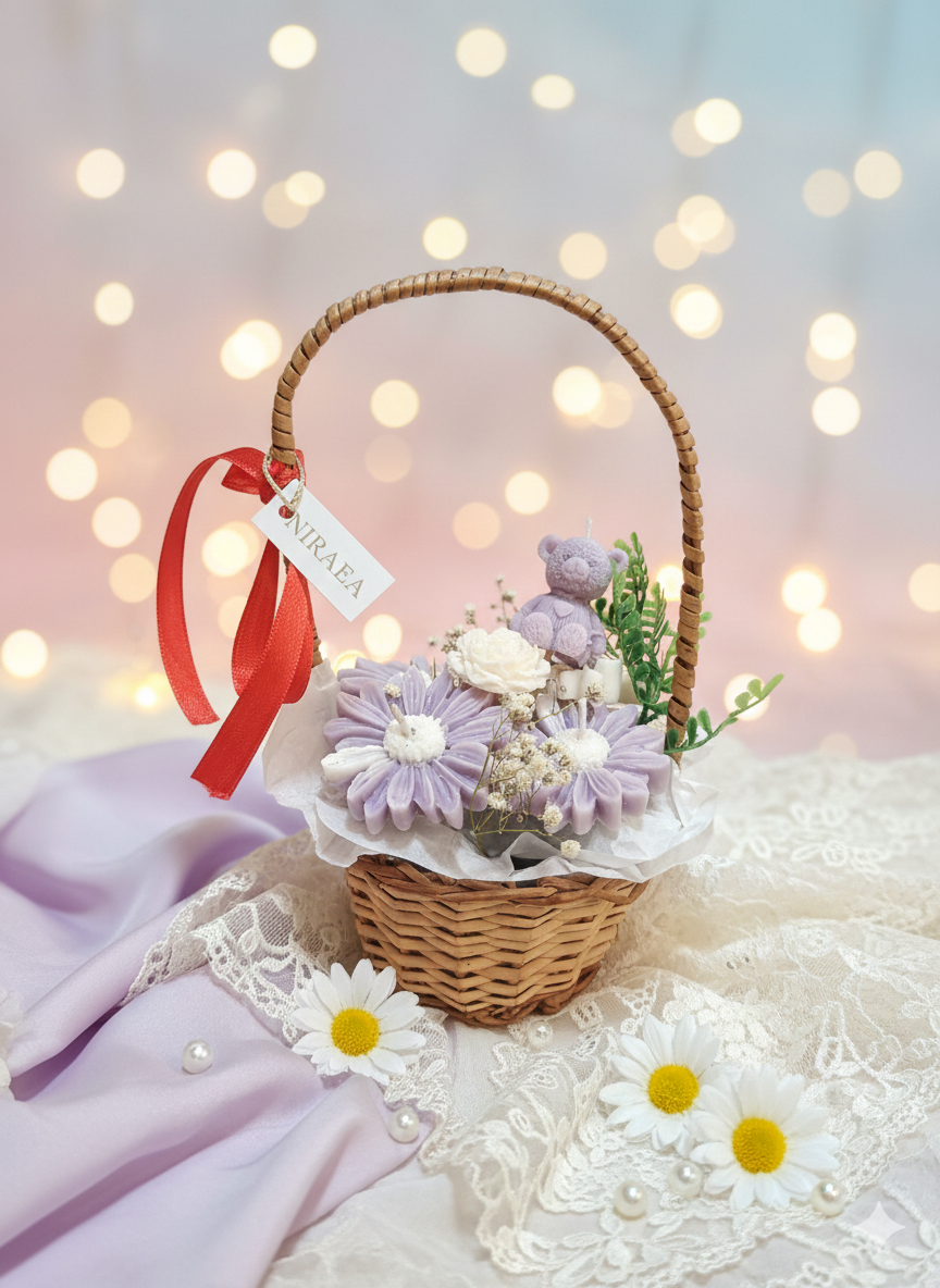 Daisy Candles Gift Basket