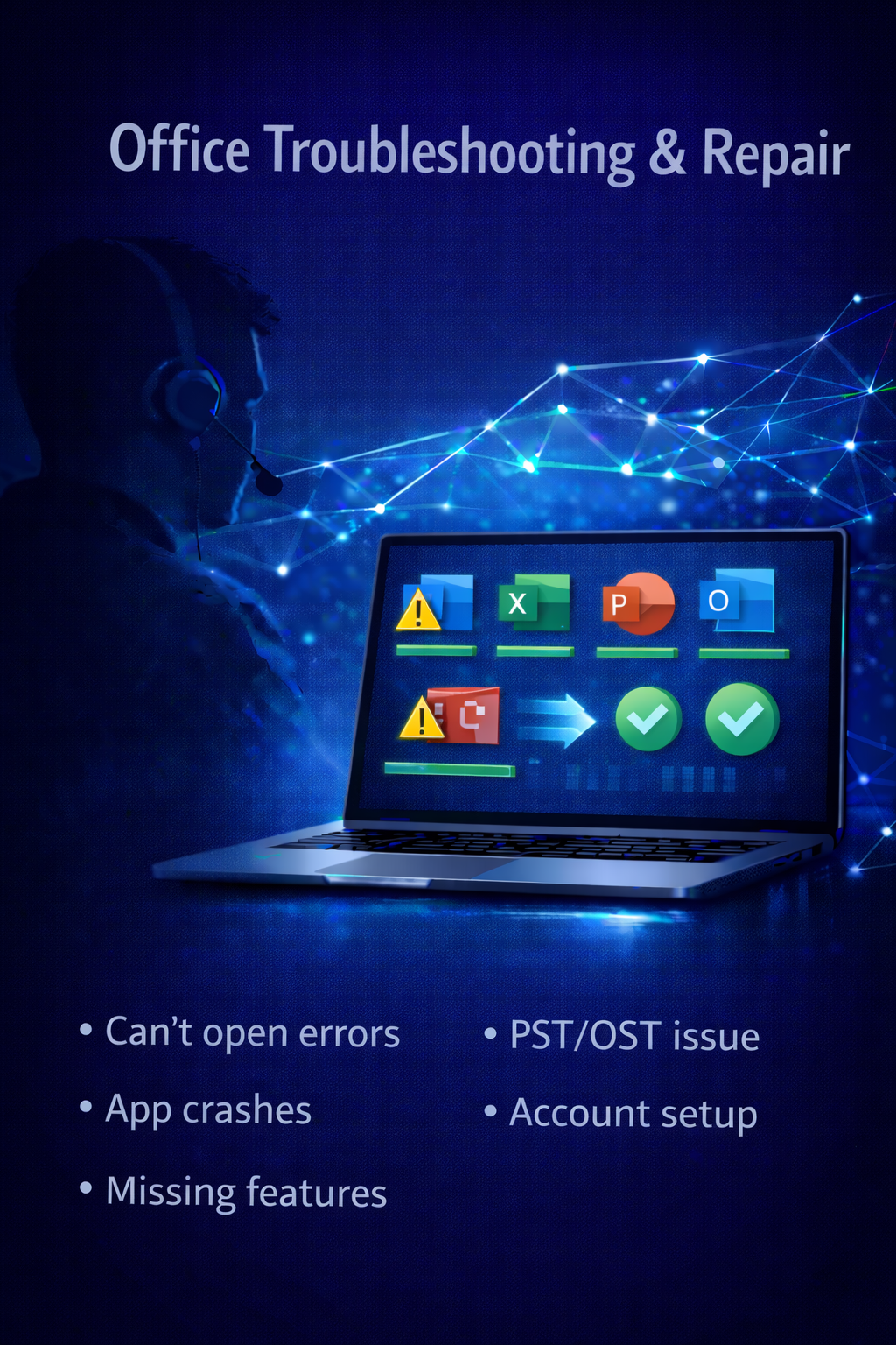 Microsoft Office Troubleshooting & Repair for Windows or Mac (Remote Support)