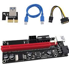 PCI-E Riser Card 009S PCI Express 1X to 16X Extender 1M 0.6M USB 3.0 Cable 6Pin 4Pin Power Compatible with Video Card