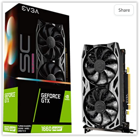 EVGA GeForce GTX 1660 SC ULTRA GAMING, 06G-P4-1067-KR, 6GB GDDR5, Dual Fan, Metal Backplate