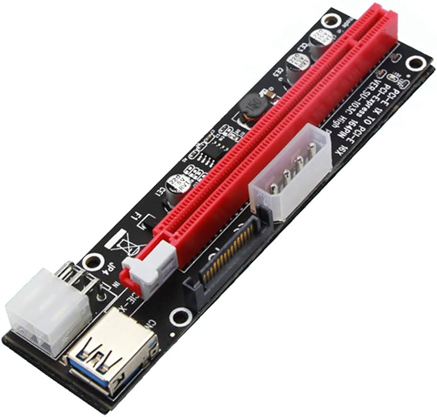 PCI-E 1x to 16x Powered USB3.0 GPU Riser Extender Adapter Card