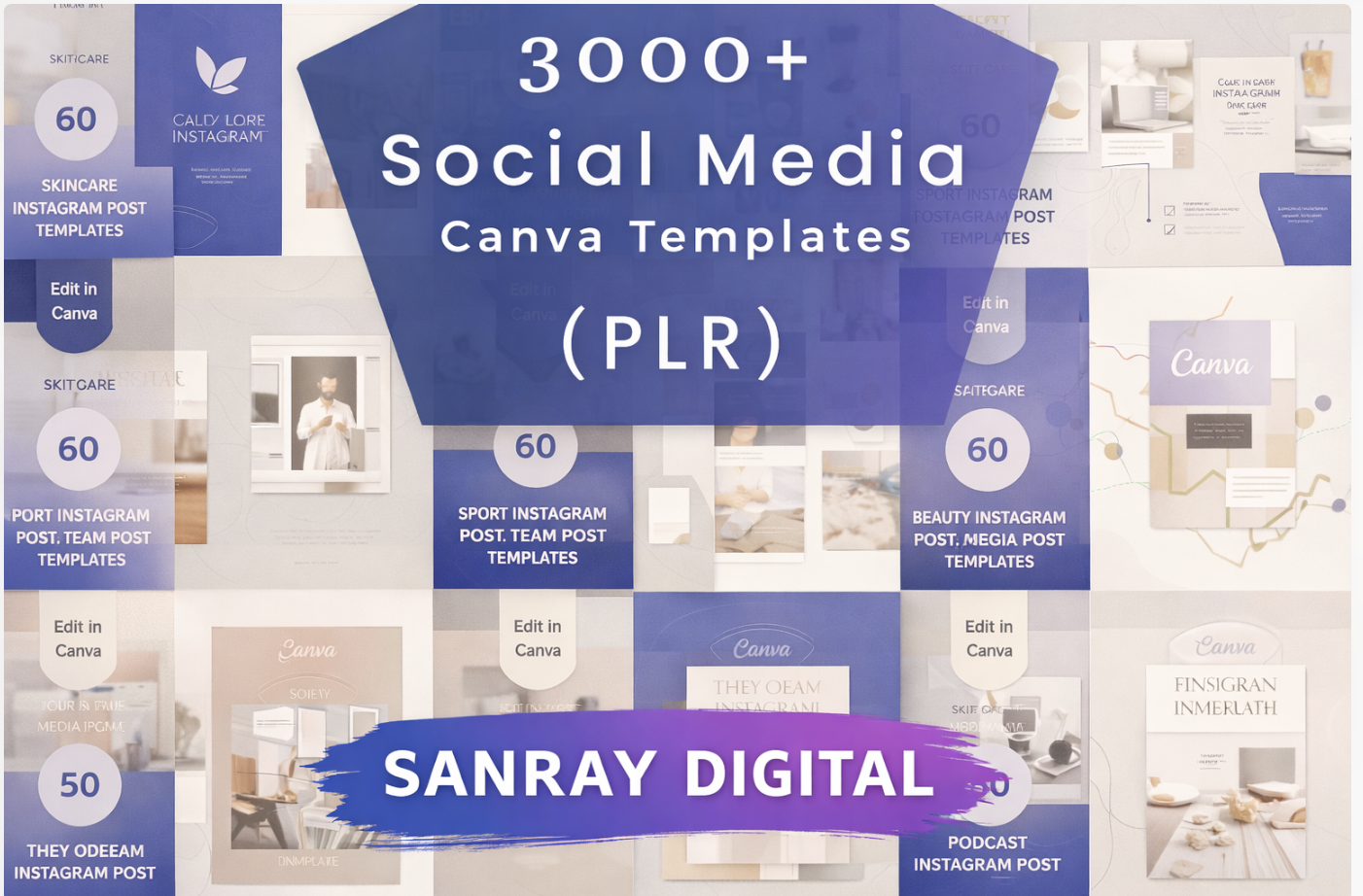 EDITABLE Social Media Templates for Small Businesses – Editable Canva PLR Bundle 