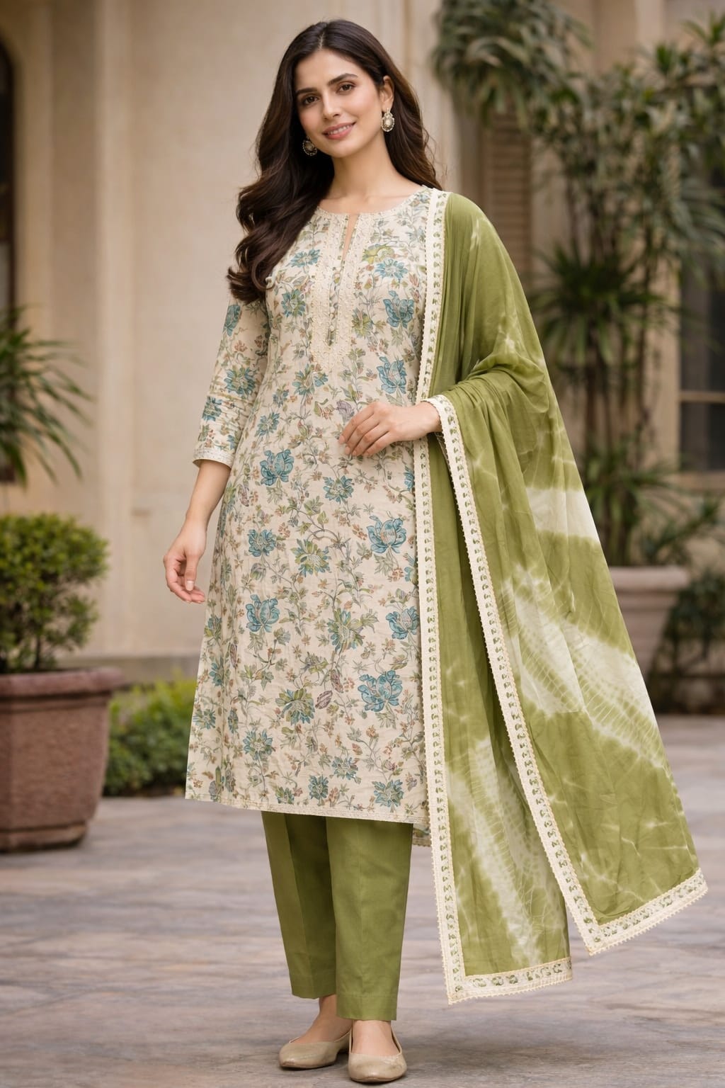Floral Printed Cotton Kurta Set