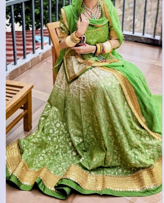 Elegant Green rajputi poshak 