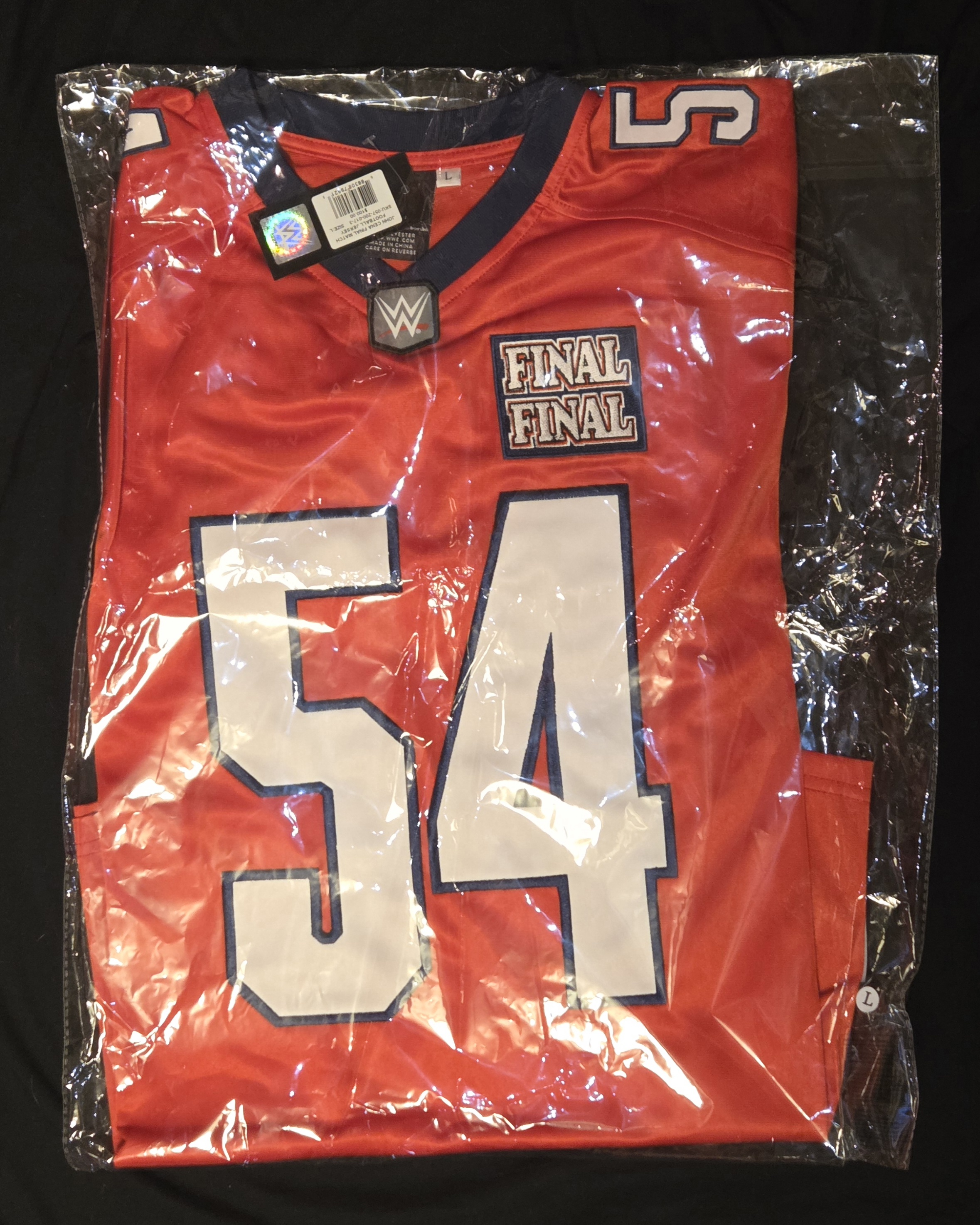 WWE Men's Red John Cena Final Match Football Jersey Size Large - Brand New