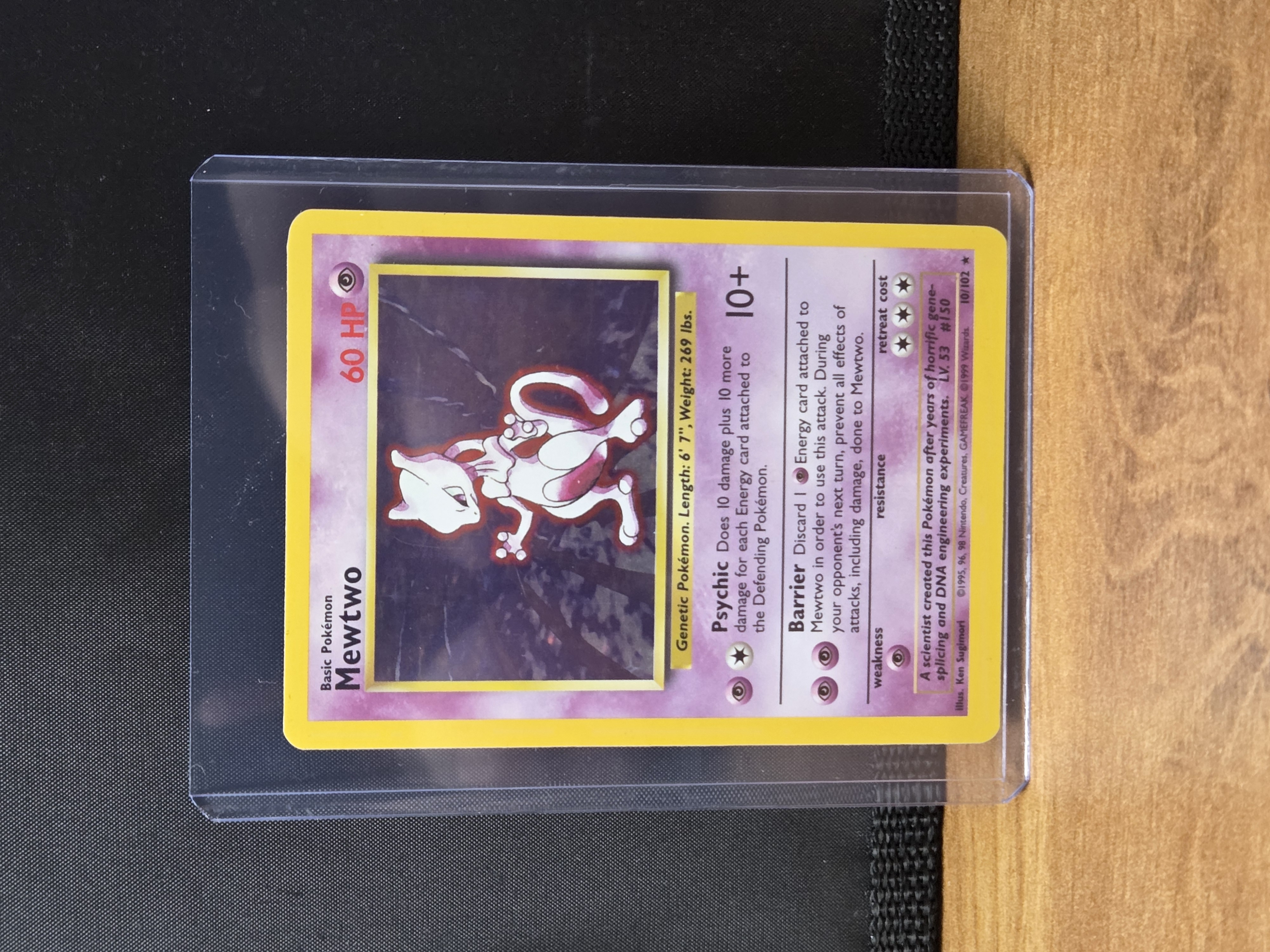 Vintage Pokémon TCG Mewtwo 10/102 Base Set Holo Rare Card