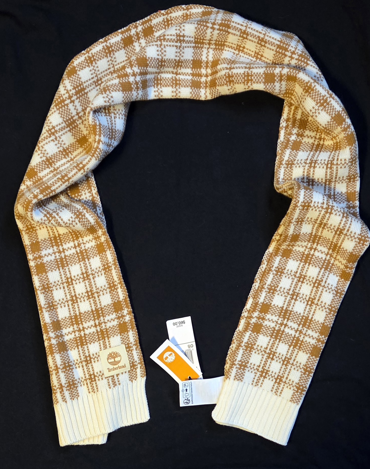 Timberland Women’s Scarf Buffalo Plaid Beige FabFitFun 2023 - Brand New W/ Tags