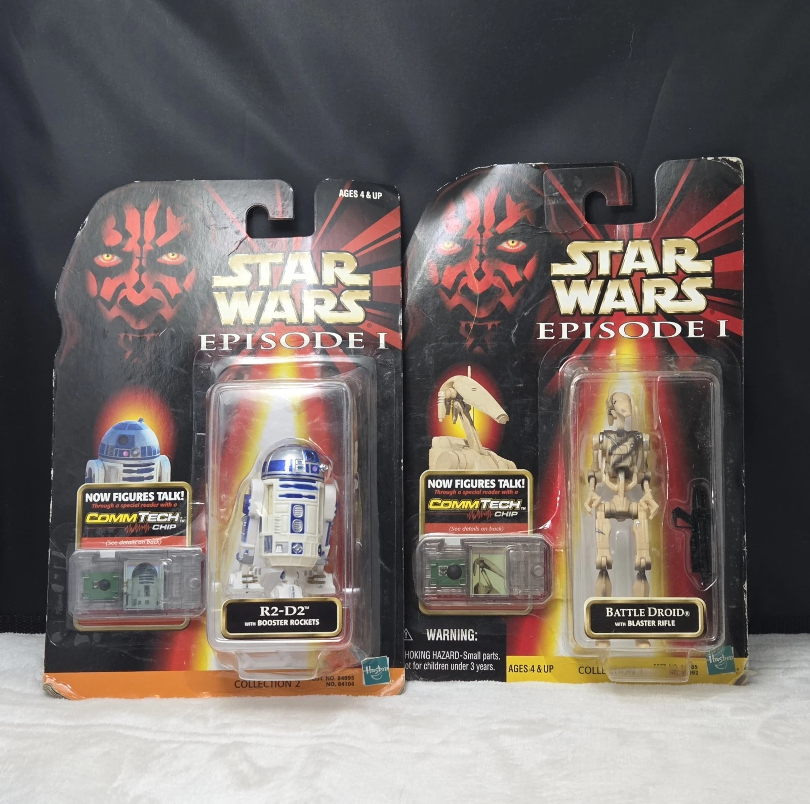 Set Of 2 Vintage 1999 Hasbro Star Wars Episode 1 CommTech Figures - R2-D2 & Battle Droid