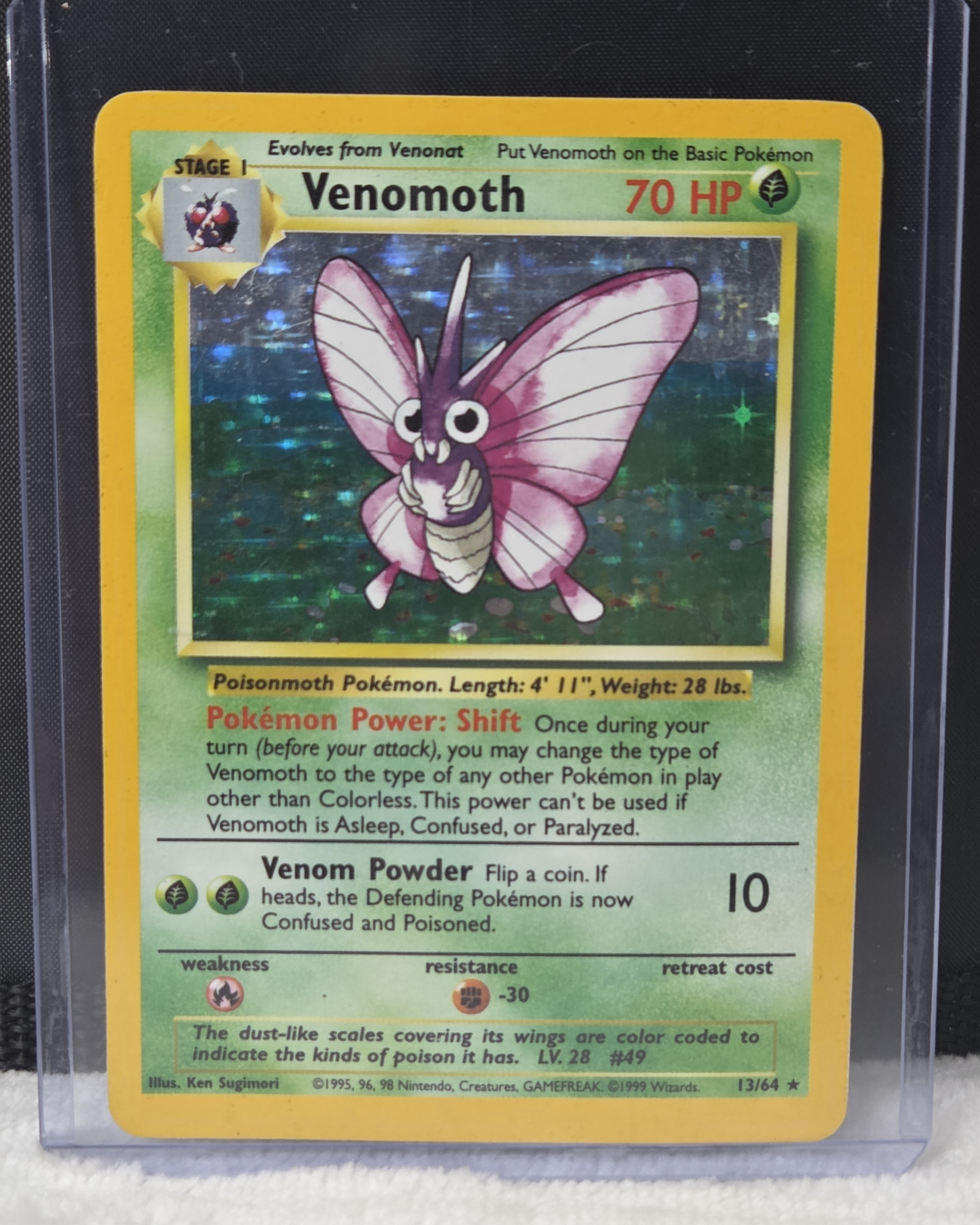 Vintage Pokémon TCG Venomoth Jungle 13/64 Holo Rare Card LP